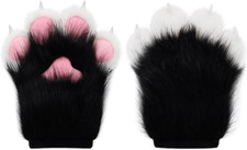 Furry Faux Fur Fox Cat Paws Gloves for Halloween Cosplay Costume Props