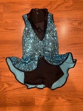 Weissman Blue/Black Sequin Tuxedo Inspired Dance Costume Large Child