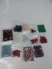 Vintage Glass Bead Lot Brown, Orange, Red, Green, Blue, Purple Round Beads 