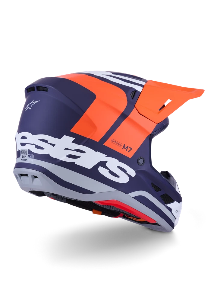 Casco Uomo Alpinestars Supertech S-M7 Core Arancione Blu Motocross Enduro SM7 - Immagine 2 di 4