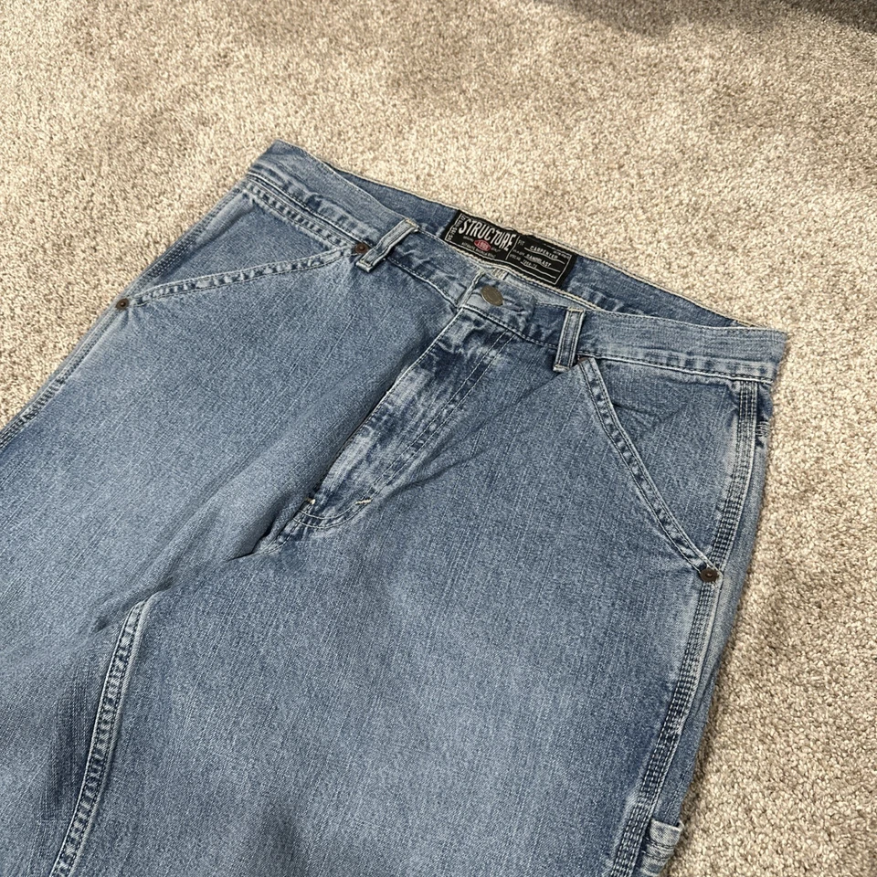 Vaqueros Carpintero Azul Sueltos Vintage Hombre Structure Talla 31/32 Foto 2 de 4