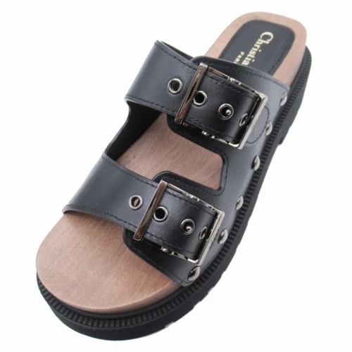 Dior 22ss Christian QUAKE sandales à bas épais double ceinture sabot occasion 3ee72