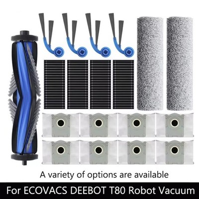 For ECOVACS T80 Robot Vacuum Main Side Brushes Roller Mop Cloths Filter Dust Bag