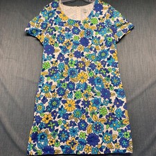 Liz Claiborne Women's Shift Dress Size 16 Blue Green Bold Floral Lined Casual