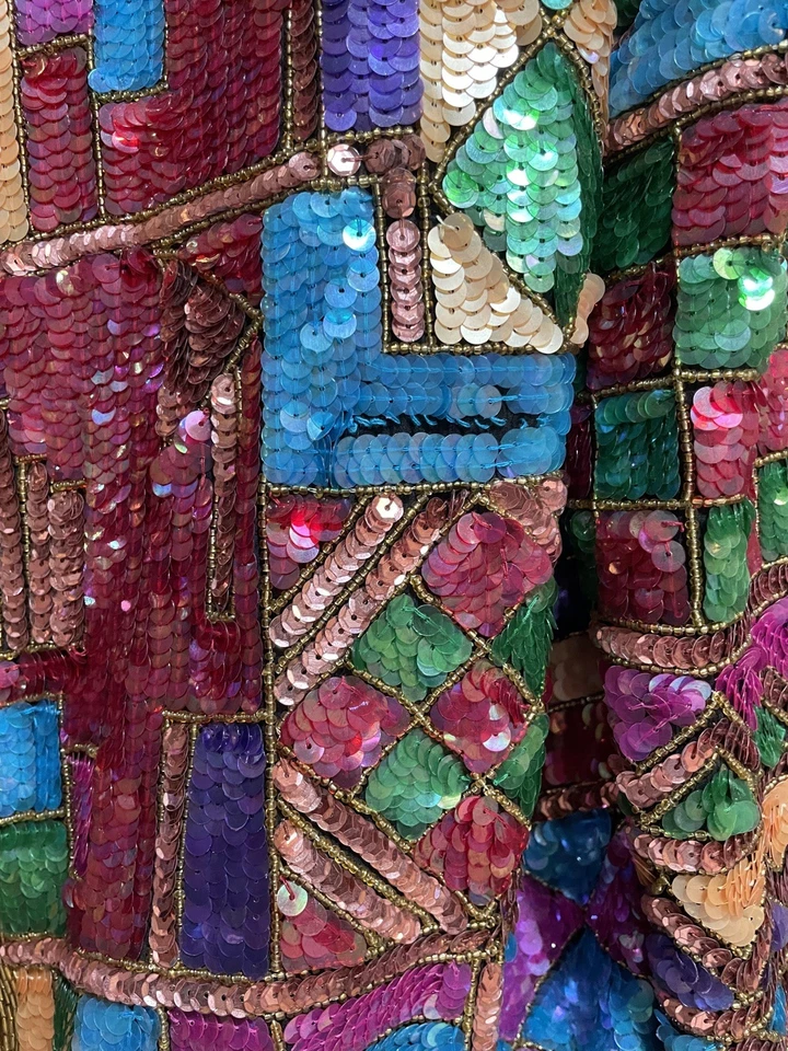 Chaqueta de seda vintage de lentejuelas de vacaciones Nordstrom de la década de 1980 talla L Foto 2 de 4