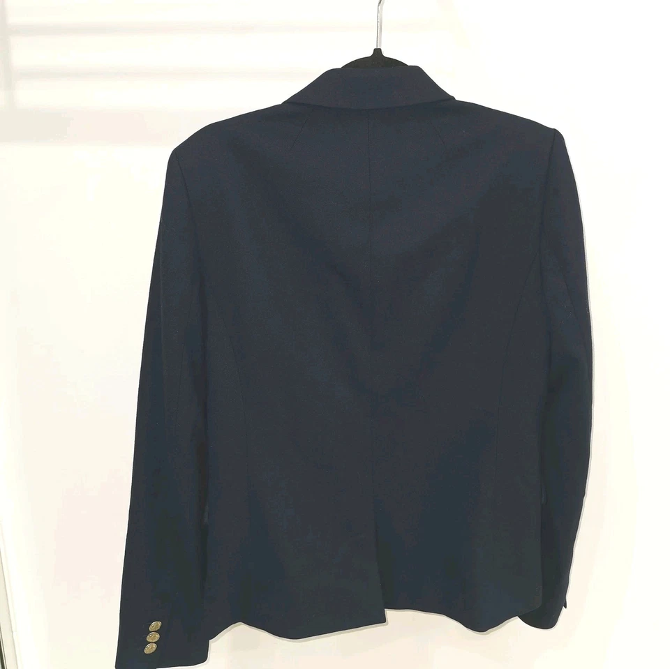 J.CREW Womens Wool Blend Blazer Size S Navy Gold Buttons Corporate Preppy - Image 3 of 4