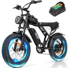 20 in Fat Tire Electric Bike 1200W 48V 15Ah Off-Road Adult E-Mountain bike 28mph