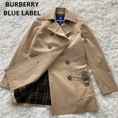 Burberry BlueLabel Damen Trenchcoat Beige 38 Ledergürtel Nova Check Authentic