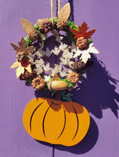 White Mini Pumpin Wreath - Samhain Home Decor - Halloween Pagan Altar