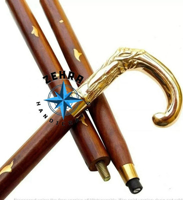ZEHRA Nautical Victorian Brass Handle Wooden Walking Stick Cane Grandfather Gift