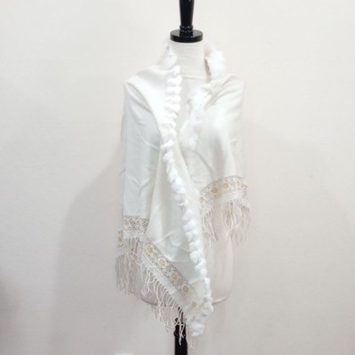 New! Erdos Ivory Fringed Cashmere Shawl