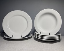 Crate & Barrel Aspen NOS NEW Set 6 Rimmed Soup Bowls 9” + 2 Dinner Plates 10.5”