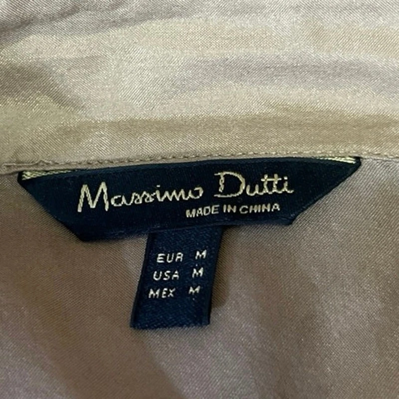 Camisa Blusa Top Massimo Dutti Marrón 100% Seda Satén Con Botones Manga Larga M Foto 3 de 4