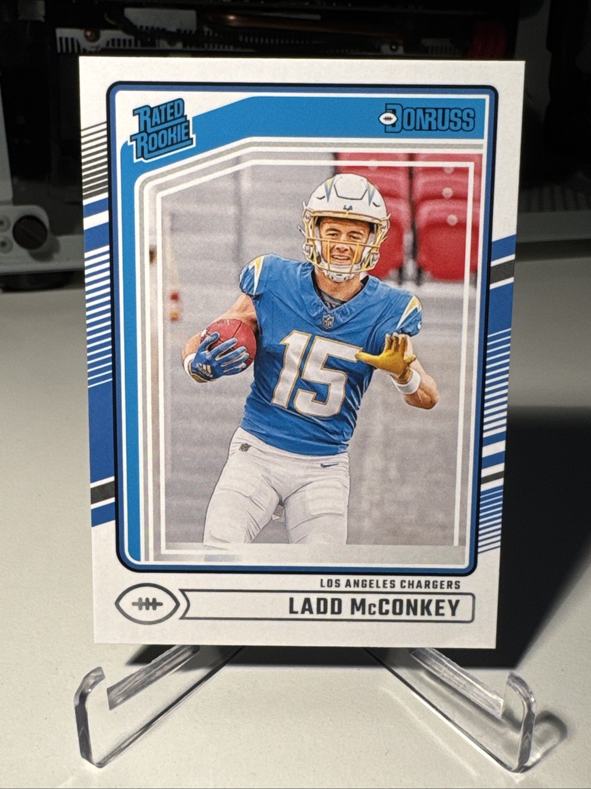 2024 Panini Donruss Rated Rookie Ladd McConkey #328 Optic Preview RC Chargers
