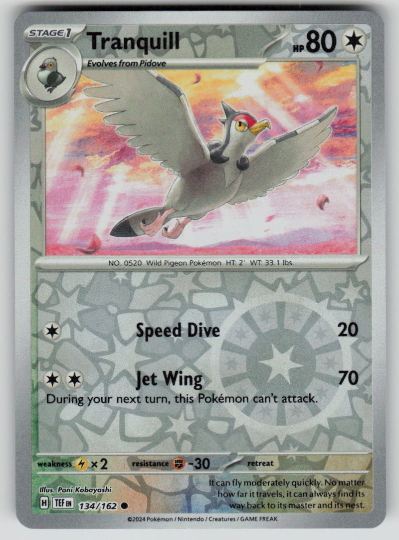 Tranquill 134/162 Reverse Holofoil Temporal Forces Lightly Played EN Pokemon