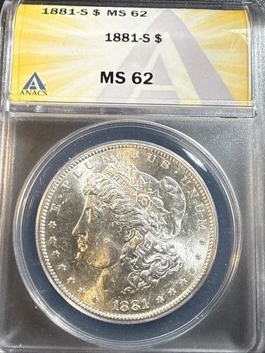 1881-S ANACS MS62 Morgan Silver Dollar (Eye Appeal!) U.S. $1 Coin Uncirculated