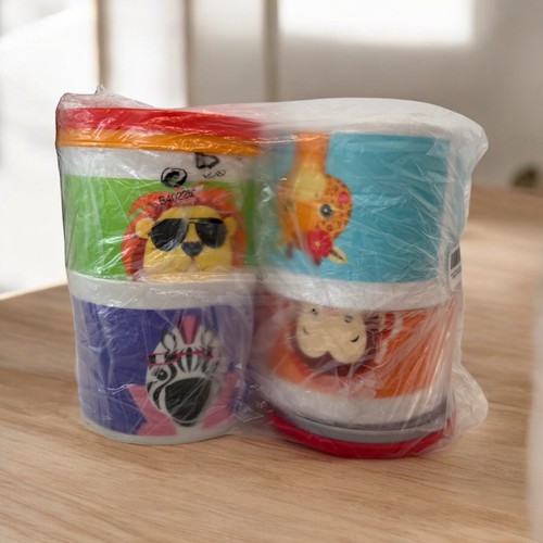 Tupperware - NEW - JUNGLE JAMS BOWLS CANISTERS - SET OF 4 - 2 CUPS - Zoo Pals - Picture 8 of 10