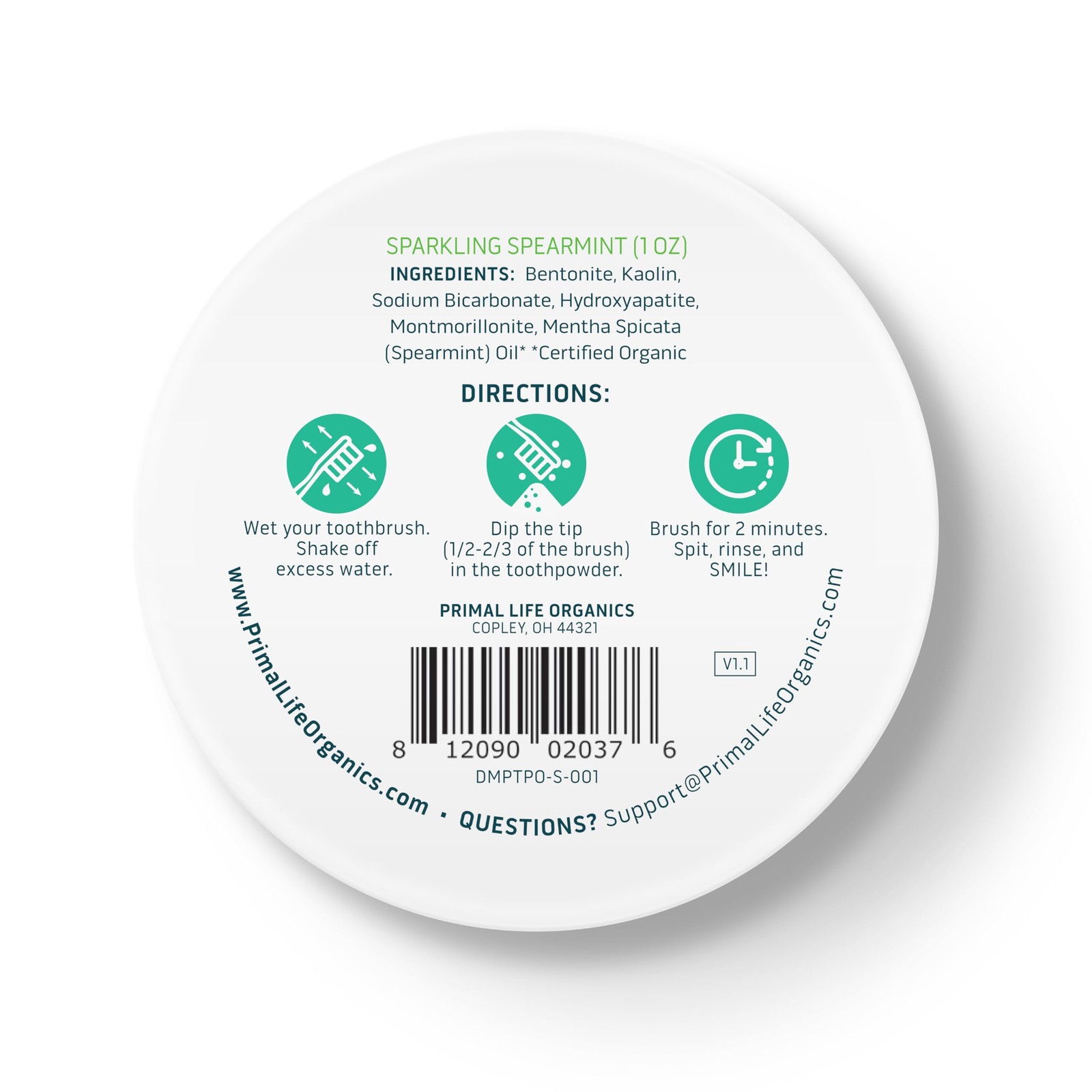 Primal Life Organics - Dirty Mouth Toothpowder, Tooth Cleaning Powder, Flavored