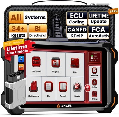 ANCEL DS600BT Car Diagnostic Bidirectional OBD2 Scanner CANFD & DoIP KEY Coding