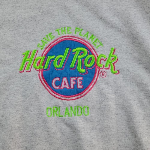 VINTAGE Hard Rock Cafe maglione uomo grande Orlando grigio girocollo fodera pile - Foto 16 di 22