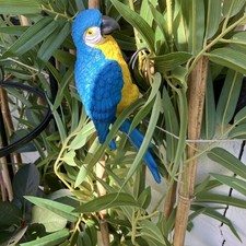 Bird Statue Parrot Blue Indoor Outdoor Decor Simulation Sculpture Pot Hangers