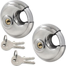 2 Pack Disc Padlocks Stainless Steel Heavy Duty Outdoor Storage Gate Lock Set