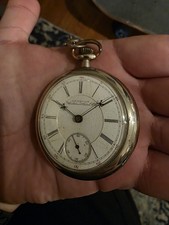 Waltham Silver Pocket Watch Roman Numerals Po...