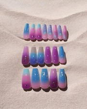 (New) Fashion Coffin Shape 24 Count Nail Set W/Nail Glue Kit