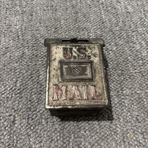 Antique US MAIL Box Cast Iron Coin Bank Working Door USPS Post Office ...