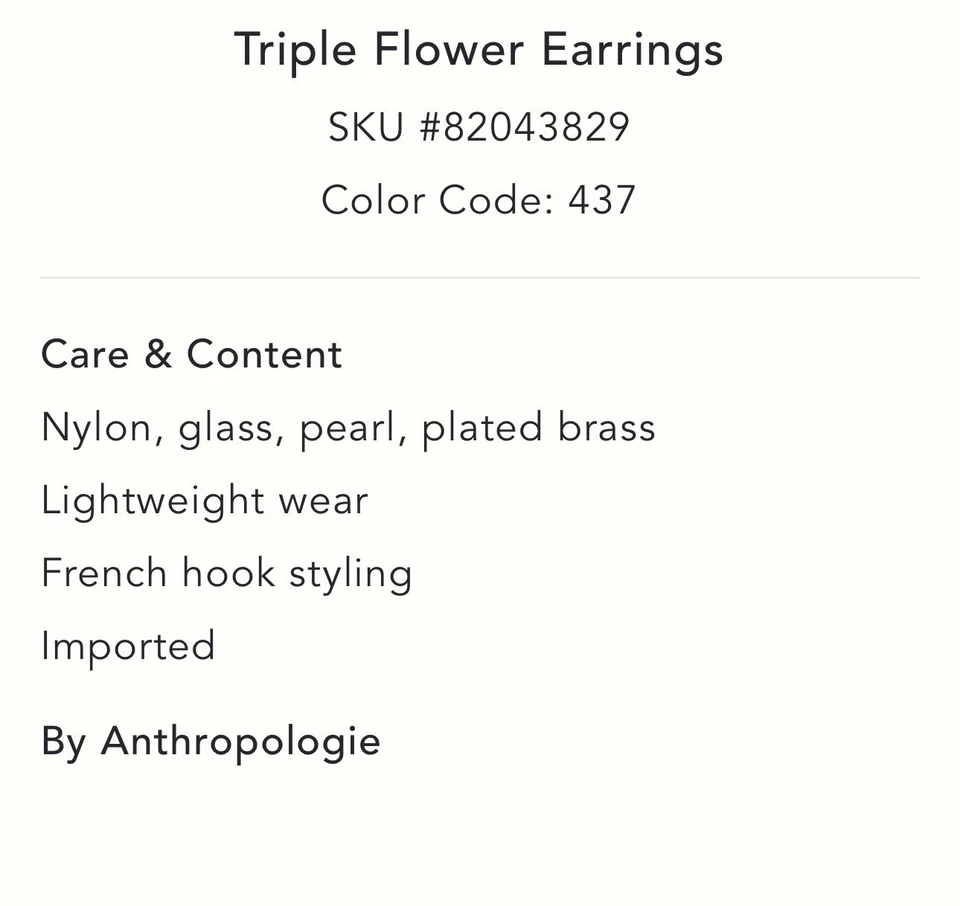 Anthropologie Triple Flower Earrings Burgundy/Lightweight/ 8” In - Image 3 of 4