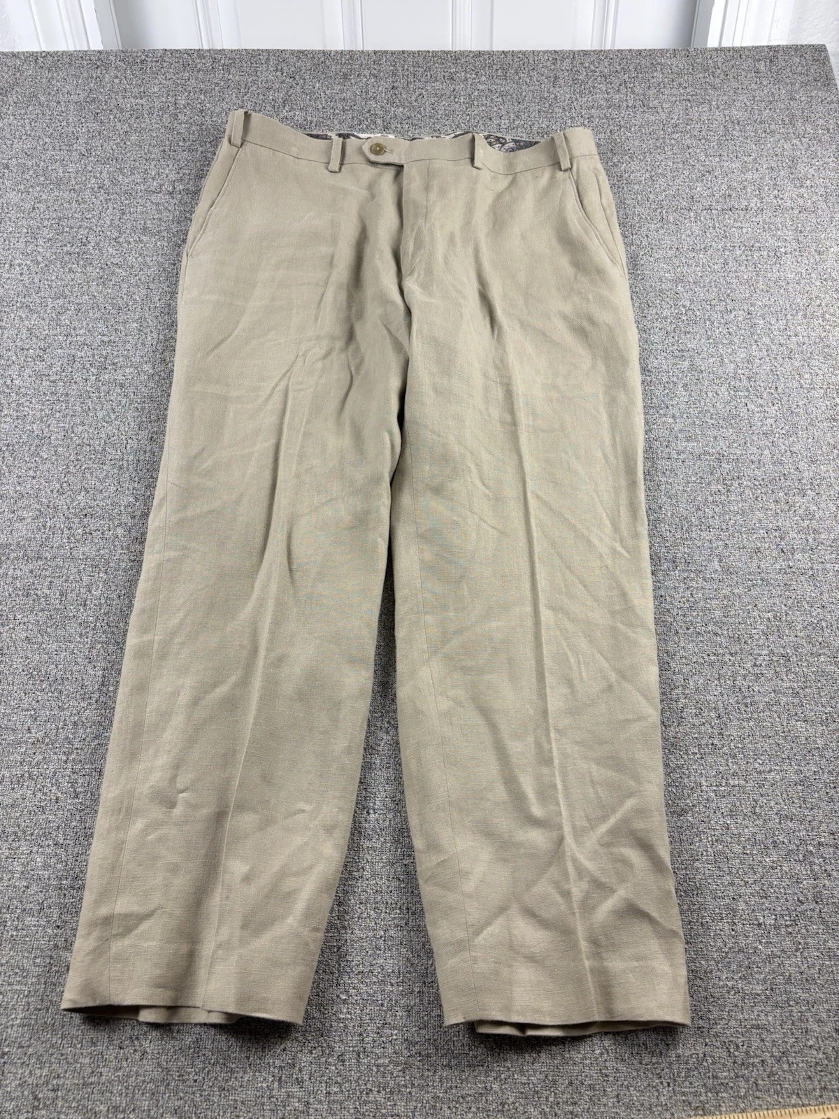Lauren Ralph Lauren 100% Linen Dress Pants Men’s 36x28 Beige Flat Front