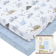 100 Cotton Crib Fitted Sheets 28"x52" with an 8" deep pocket, Blue - White