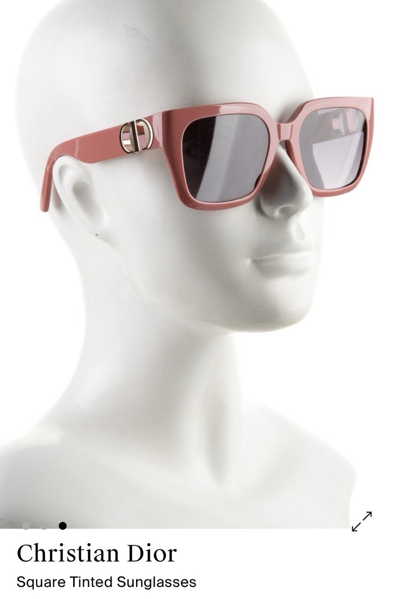 Christian Dior Square Sunglasses Pink Plastic Frame Gray Tinted