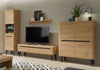 Wohnwand Anbauwand Torge 4-Teilig Artisan Eiche Schwarz Grifflos Mdf 68914305