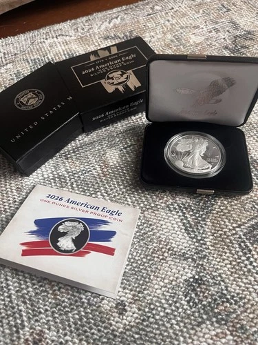 1776-2026 American Eagle One Ounce Silver Proof Coin – W Mint.  W/ Packaging