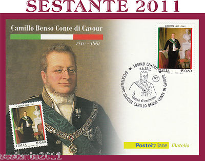 ITALIEN MAXIMUM MAXI CARD 2010 CAMILLO BENSO GRAF VON CAVOUR BICENTENARIO A207