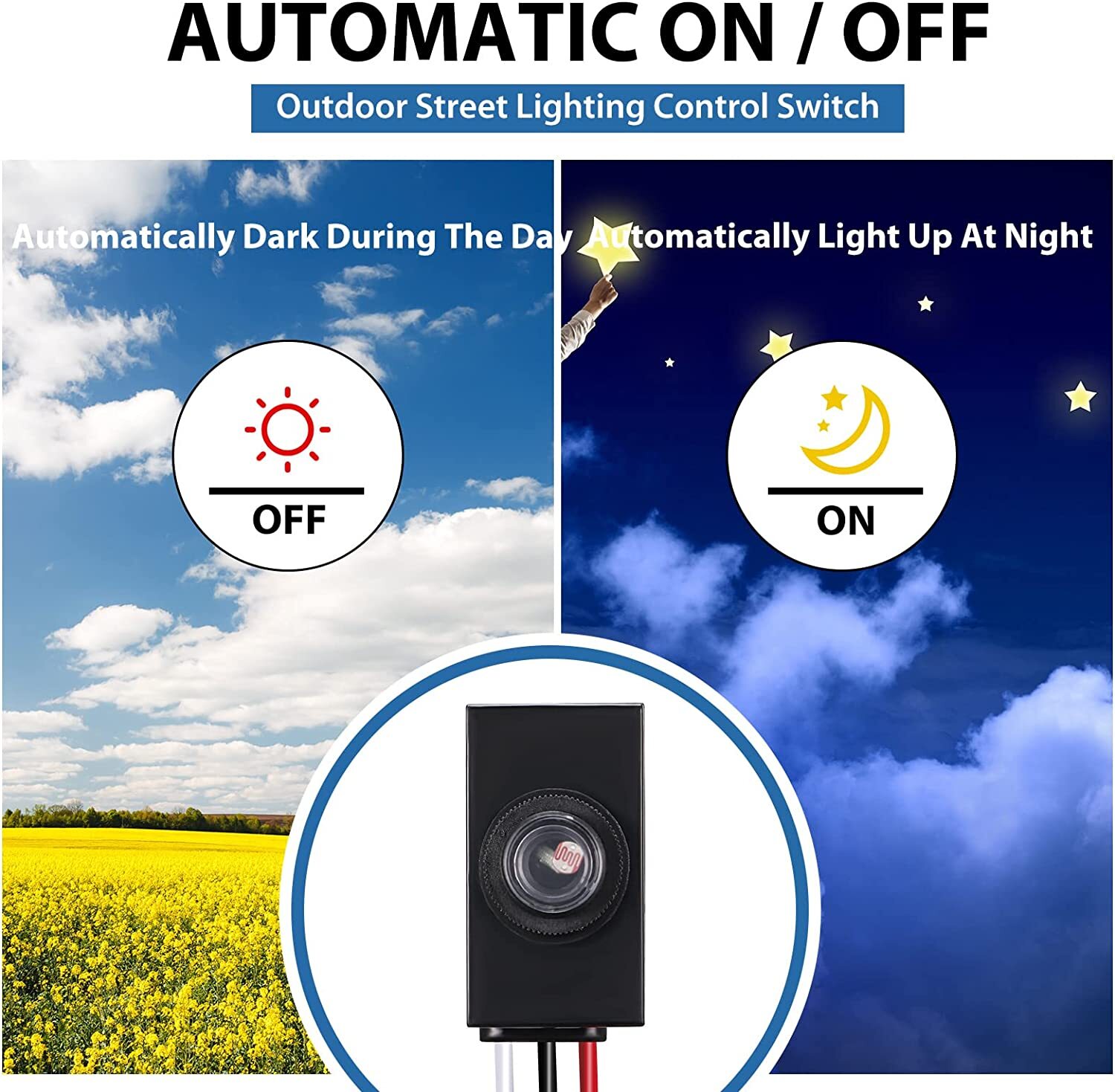 Outdoor Hardwire Post Eye Light Control With Photocell Sensor Switch