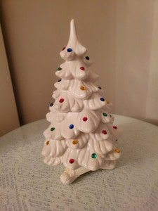 White Porcelain Tree With Decorative Multicolor Beads