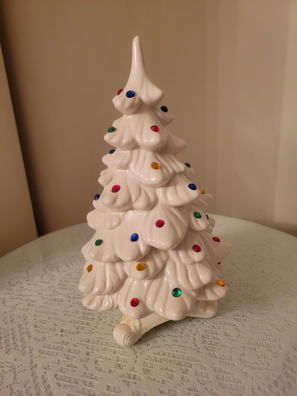 White Porcelain Tree With Decorative Multicolor Beads