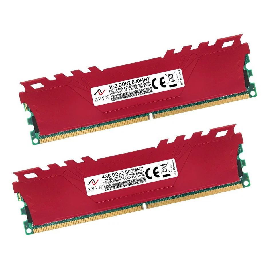 16GB Kit 4x 4GB DDR2 800MHz PC2-6400U 240Pin CL5 intel Desktop Memory ZVVN Red - Image 4 of 4