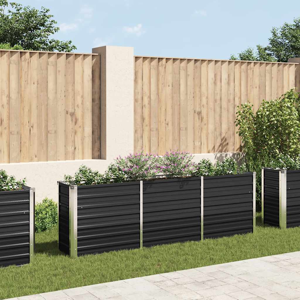 vidaXL Garden Raised Bed Galvanised Steel 240x40x77 cm Anthracite