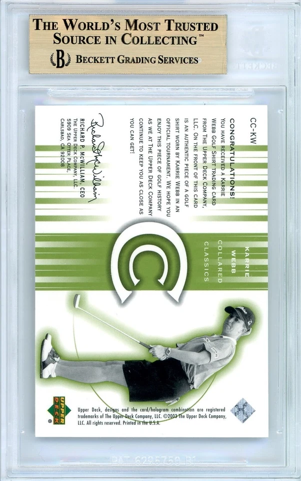 Karrie Webb BGS 9.5: 2003 Upper Deck Collar Classics Rookie #KW POP 3 Foto 2 de 3