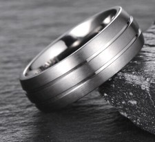 New Boxed Mens Titanium Wedding Band Ring 7mm ✅ UK SELLER