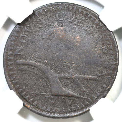 1787 M 59-o R-5 NGC VF Details No Plow Sprig New Jersey Colonial Copper Coin