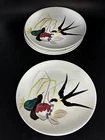RED WING POTTERY USA CAPISTRANO HAND PAINTED PLATES - SET OF 4 VINTAGE MCM