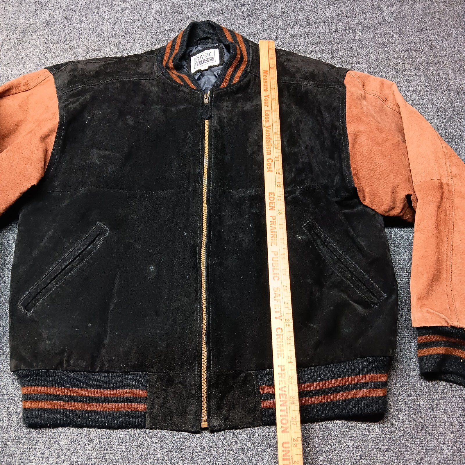 Vintage Basic Editions Leather Stadium Jacket Adu… - image 4