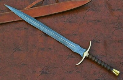 #ad Custom Handmade Damascus Steel Viking SWORD With Rose Wood Handle $134.99