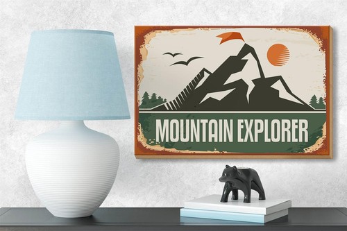 Holzschild Retro 18x12 cm Mountain Explorer Holz Deko Schild wooden sign - Bild 4 von 5
