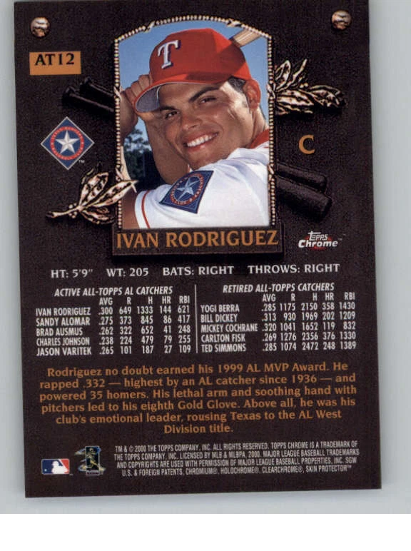 2000 Topps Chrome All-Topps #AT12 Ivan Rodriguez (ref 139895) - Image 2 of 2