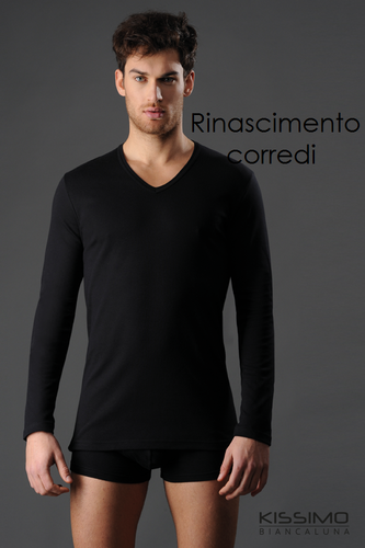 MAGLIA INTIMA UOMO MANICA LUNGA SCOLLO V CALDO COTONE INVERNALE KISSIMO 3  PEZZI | eBay